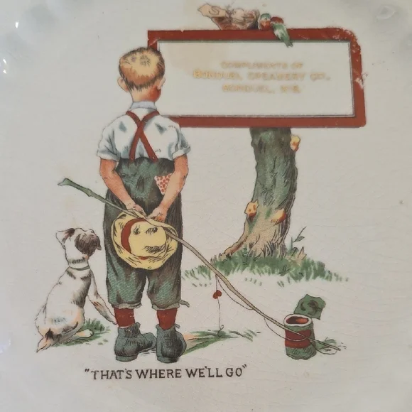 Vintage Porcelain Advertising Plate with Gold Trim - 1930 - Picture 4 of 9